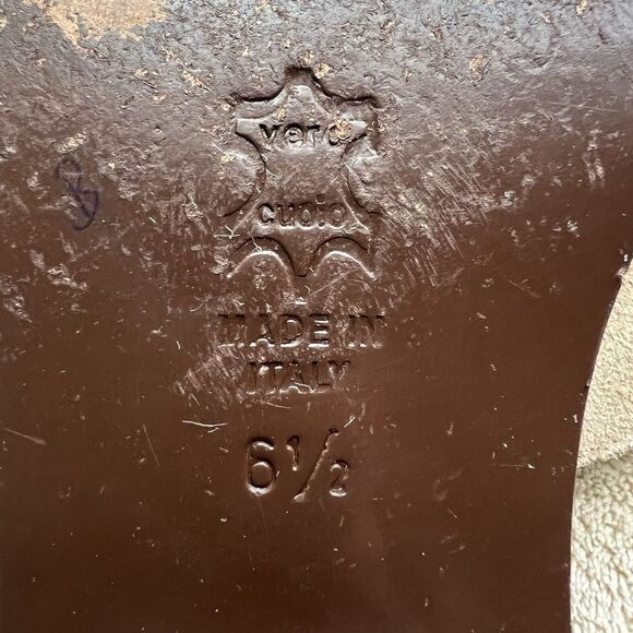 Aquatalia By Marvin K Taupe Nubuck Leather Slide Flat Sandal Women 6.5 Laser Cut - Picture 15 of 16